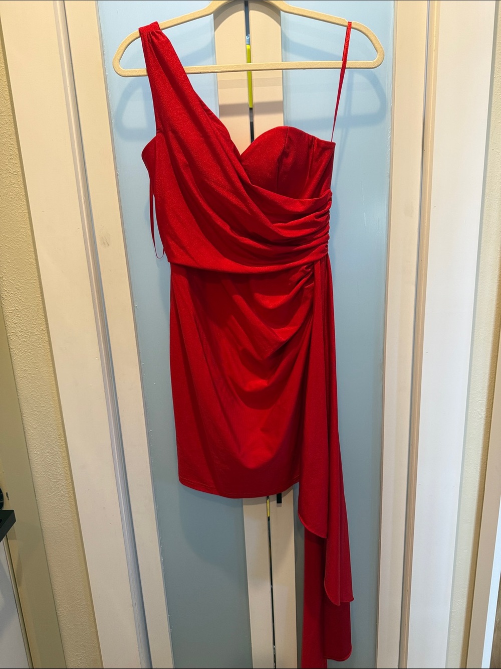 GB girls Red One-Shoulder Draped Mini Dress